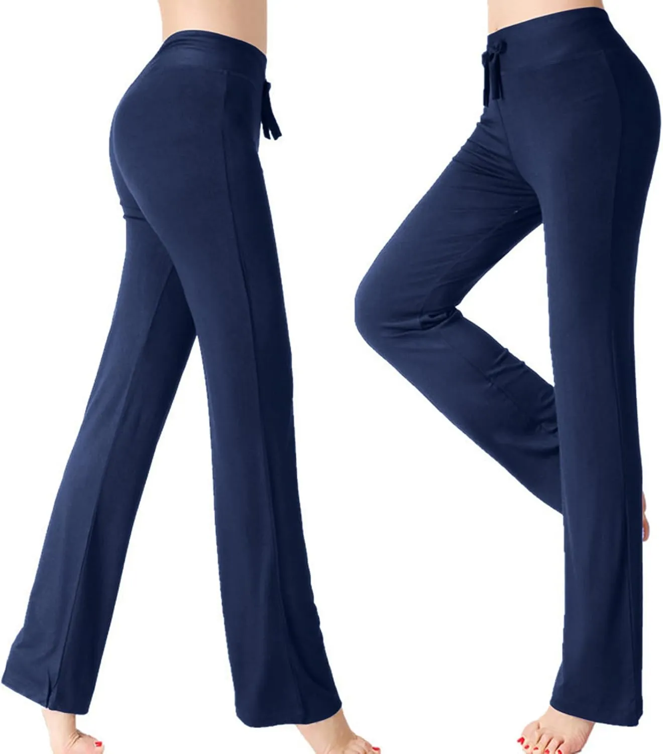 Women Flare Lounge Pants High Waist Soft Full Length Yoga Pants Solid Comfy Modal Cotton Trousers Workout Leggings