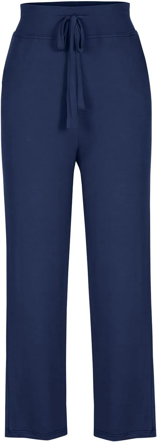 Women Flare Lounge Pants High Waist Soft Full Length Yoga Pants Solid Comfy Modal Cotton Trousers Workout Leggings