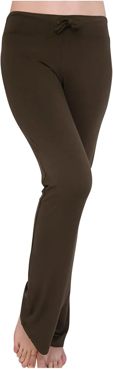 Women Flare Lounge Pants High Waist Soft Full Length Yoga Pants Solid Comfy Modal Cotton Trousers Workout Leggings