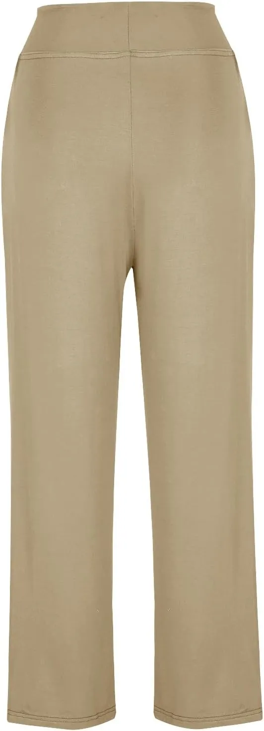 Women Flare Lounge Pants High Waist Soft Full Length Yoga Pants Solid Comfy Modal Cotton Trousers Workout Leggings