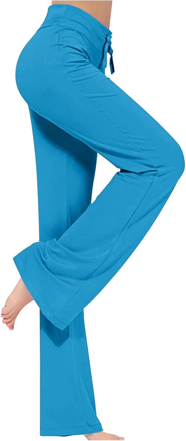 Women Flare Lounge Pants High Waist Soft Full Length Yoga Pants Solid Comfy Modal Cotton Trousers Workout Leggings