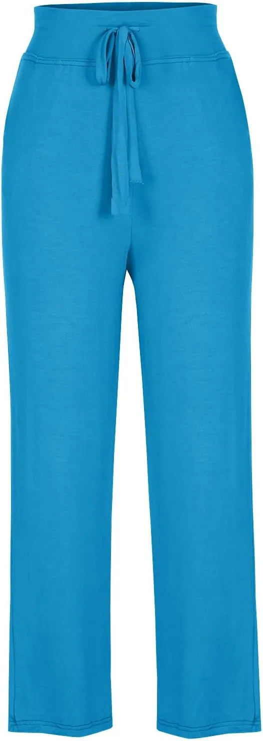 Women Flare Lounge Pants High Waist Soft Full Length Yoga Pants Solid Comfy Modal Cotton Trousers Workout Leggings