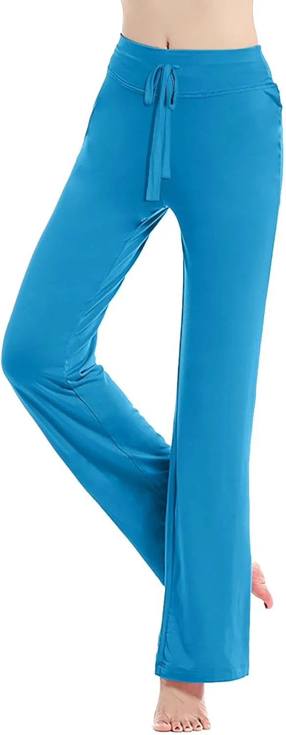 Women Flare Lounge Pants High Waist Soft Full Length Yoga Pants Solid Comfy Modal Cotton Trousers Workout Leggings