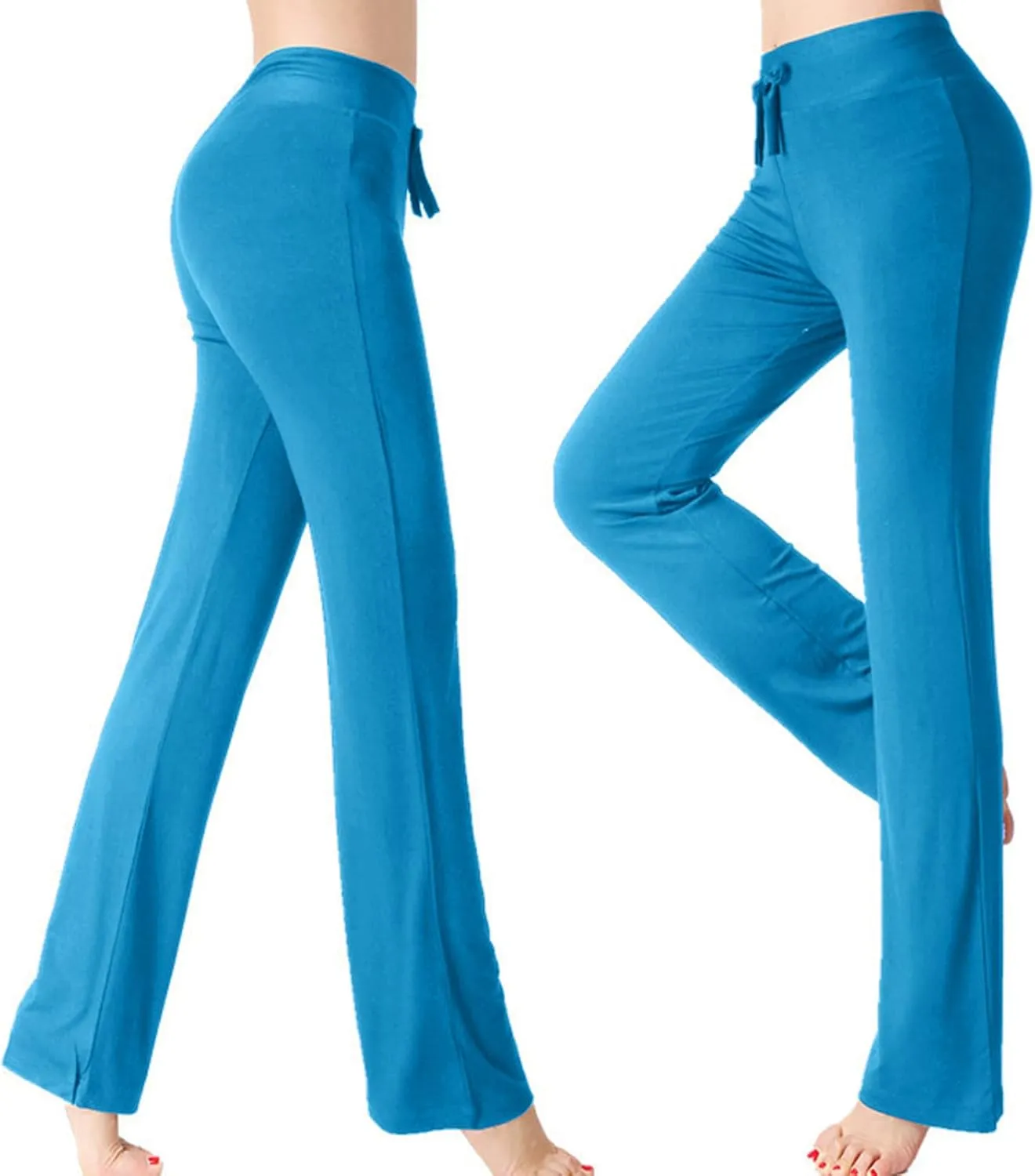 Women Flare Lounge Pants High Waist Soft Full Length Yoga Pants Solid Comfy Modal Cotton Trousers Workout Leggings