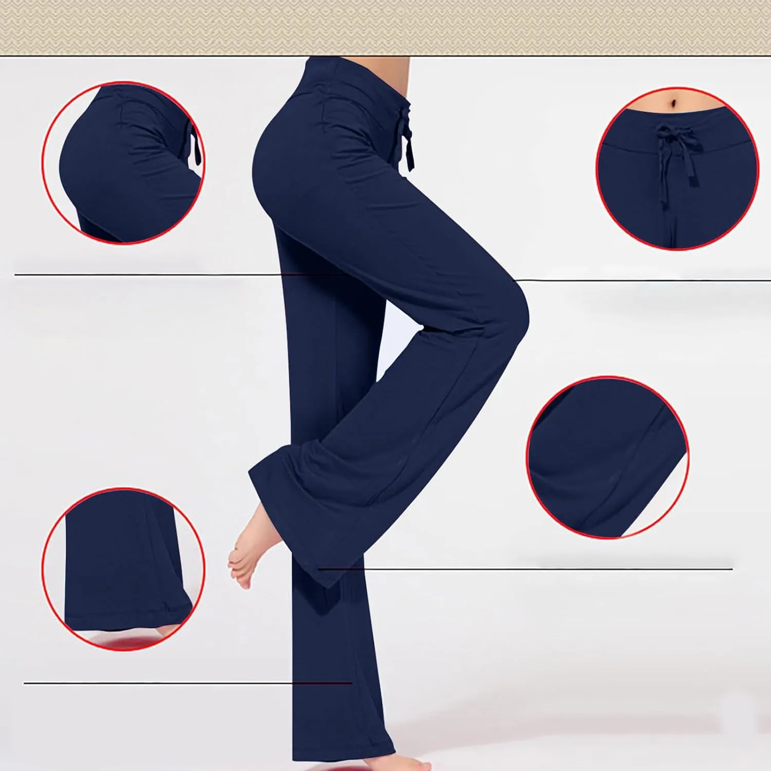Women Flare Lounge Pants High Waist Soft Full Length Yoga Pants Solid Comfy Modal Cotton Trousers Workout Leggings