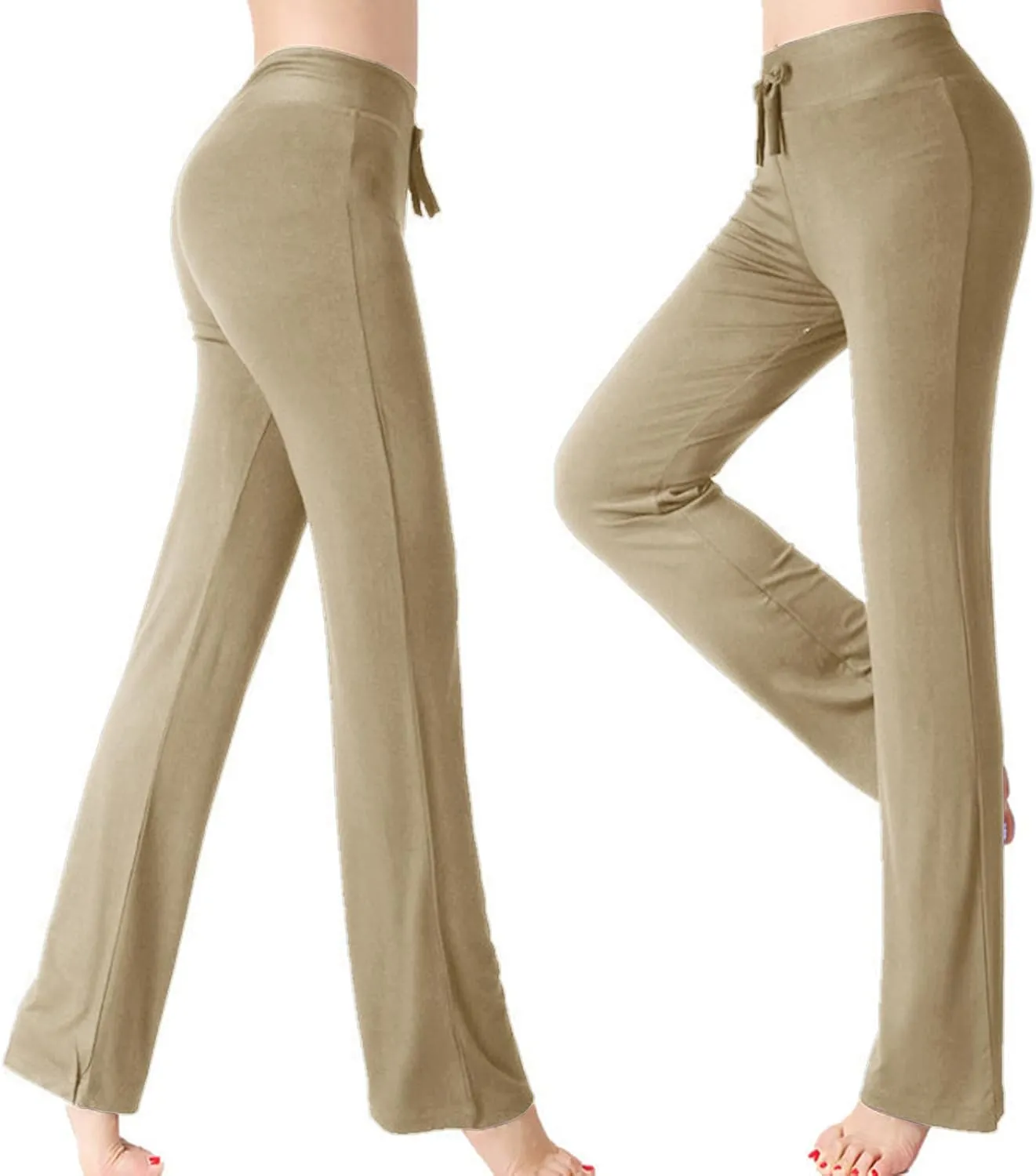 Women Flare Lounge Pants High Waist Soft Full Length Yoga Pants Solid Comfy Modal Cotton Trousers Workout Leggings