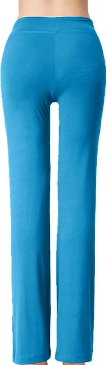 Women Flare Lounge Pants High Waist Soft Full Length Yoga Pants Solid Comfy Modal Cotton Trousers Workout Leggings