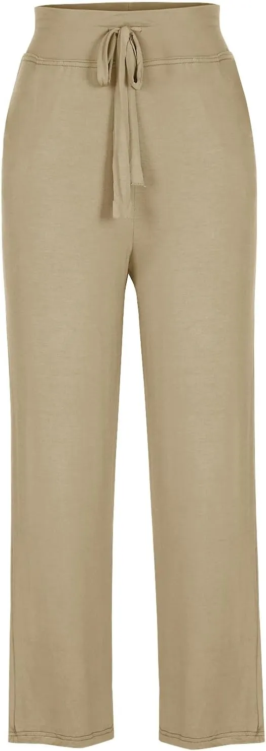 Women Flare Lounge Pants High Waist Soft Full Length Yoga Pants Solid Comfy Modal Cotton Trousers Workout Leggings