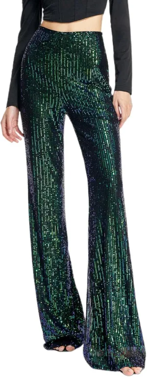 Women Sequin Pants Sparkly Glitter High Waist Shiny Bottoms Casual Fashion Club Party Trousers Holiday Outfits