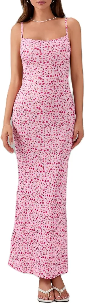 Women Sexy Sleeveless Spaghetti Strap Split Satin Dress Tie Dye Backless Midi Dresses Y2K Bodycon Club Party Sundress