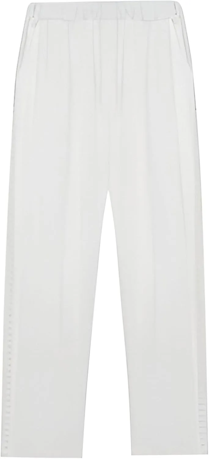 Women Solid Cotton Linen Straight Pants Drawstring Lightweight Elastic Pant Loose Trousers for Summer Outdoor Trip