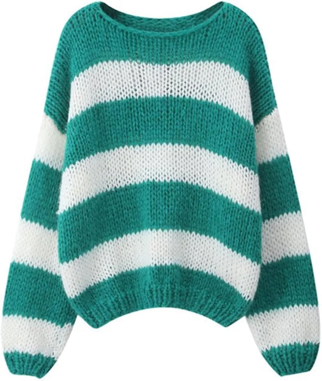 Women Striped Knit Sweaters 2024 Oversized Fall Winter Drop Shoulder Color Block Long Sleeve Loose Fit Pullover Tops