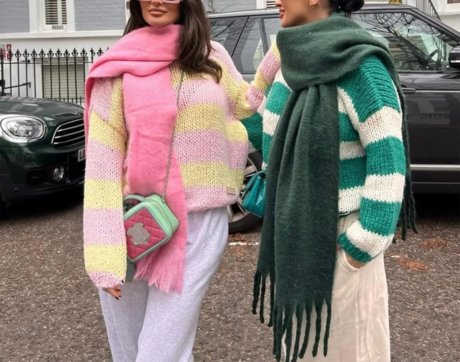 Women Striped Knit Sweaters 2024 Oversized Fall Winter Drop Shoulder Color Block Long Sleeve Loose Fit Pullover Tops