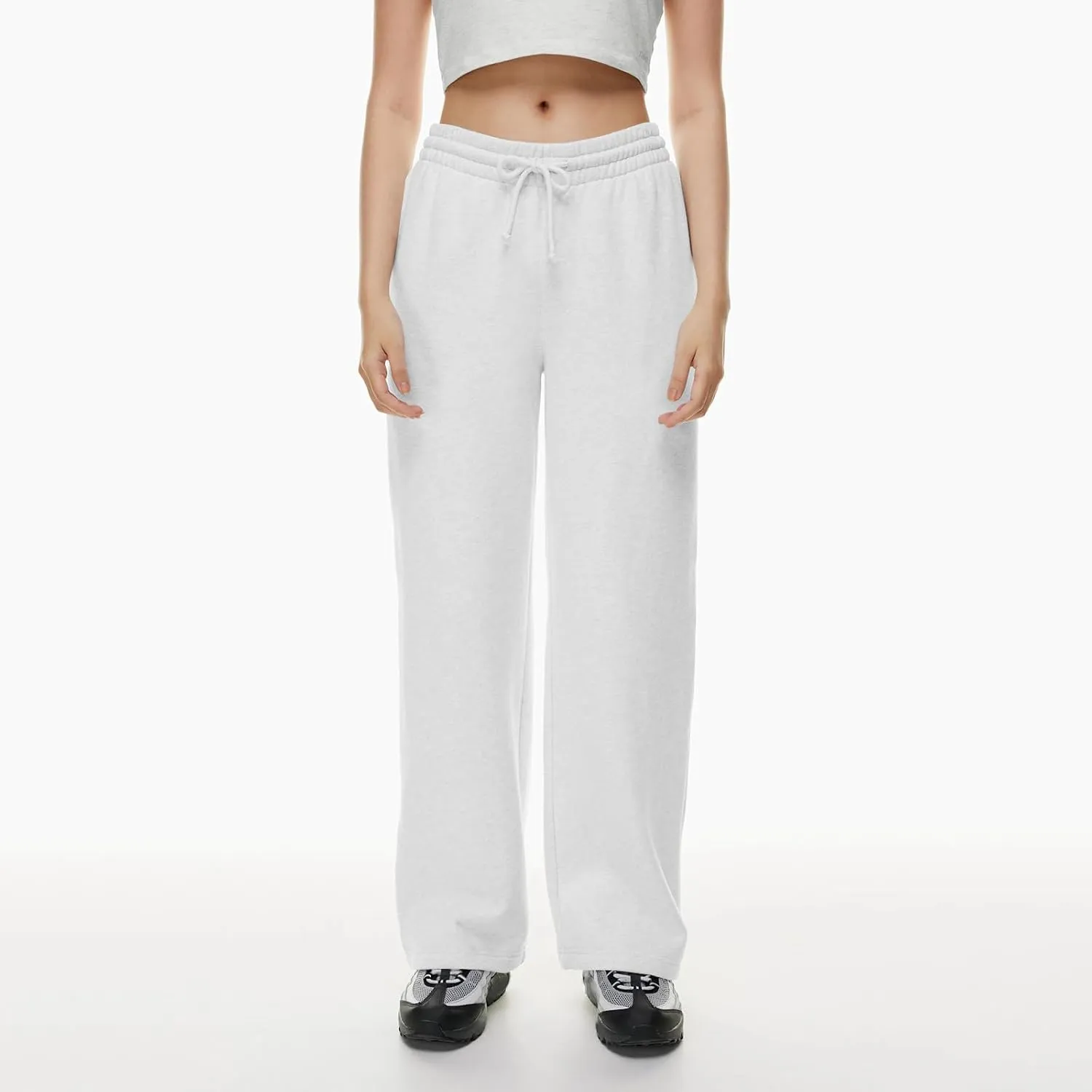 Women Wide Leg Sweatpants Cozy Fleece Boyfriend Basic Sweatpant Causal Drawstring High Waist Baggy Straight Leg Jogger