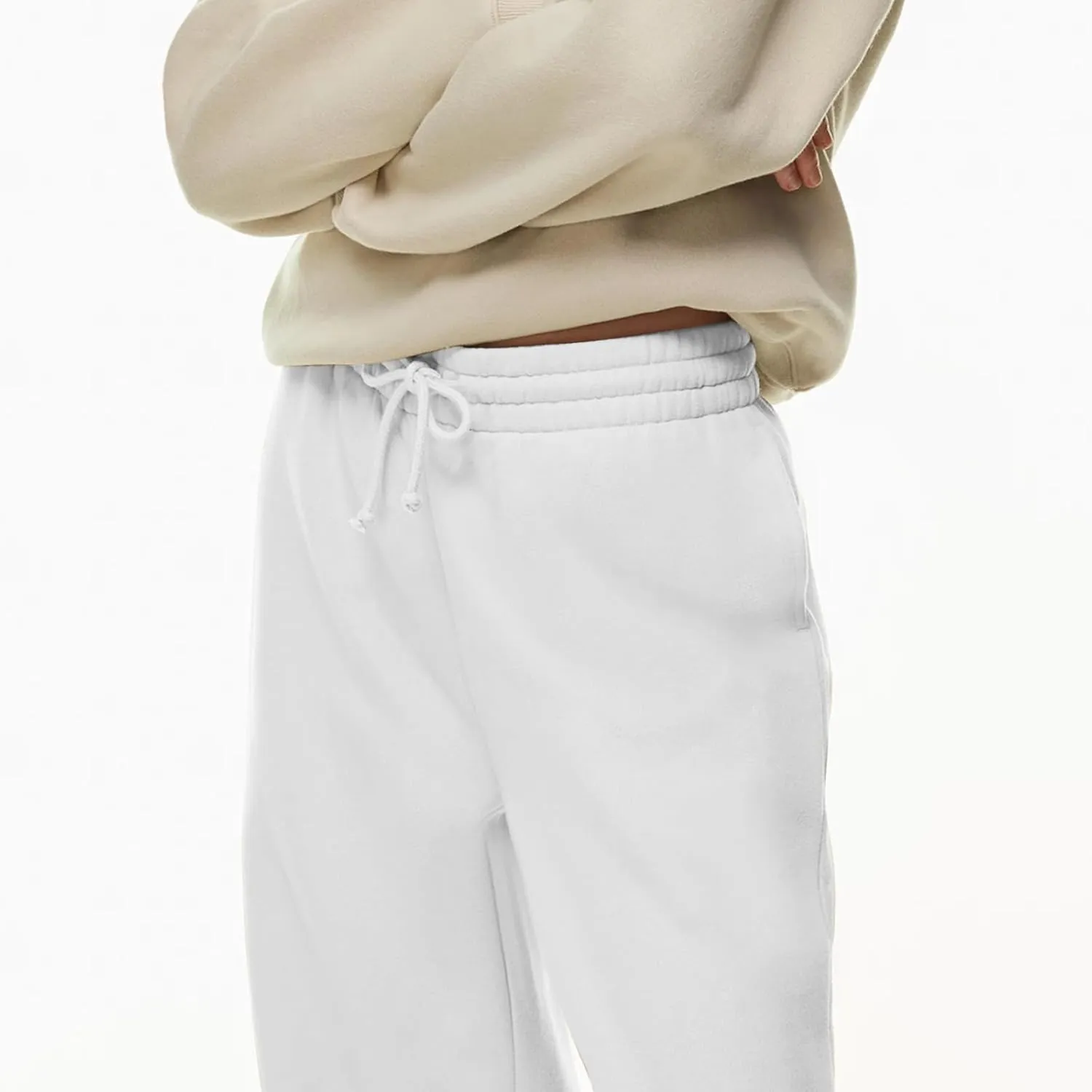 Women Wide Leg Sweatpants Cozy Fleece Boyfriend Basic Sweatpant Causal Drawstring High Waist Baggy Straight Leg Jogger