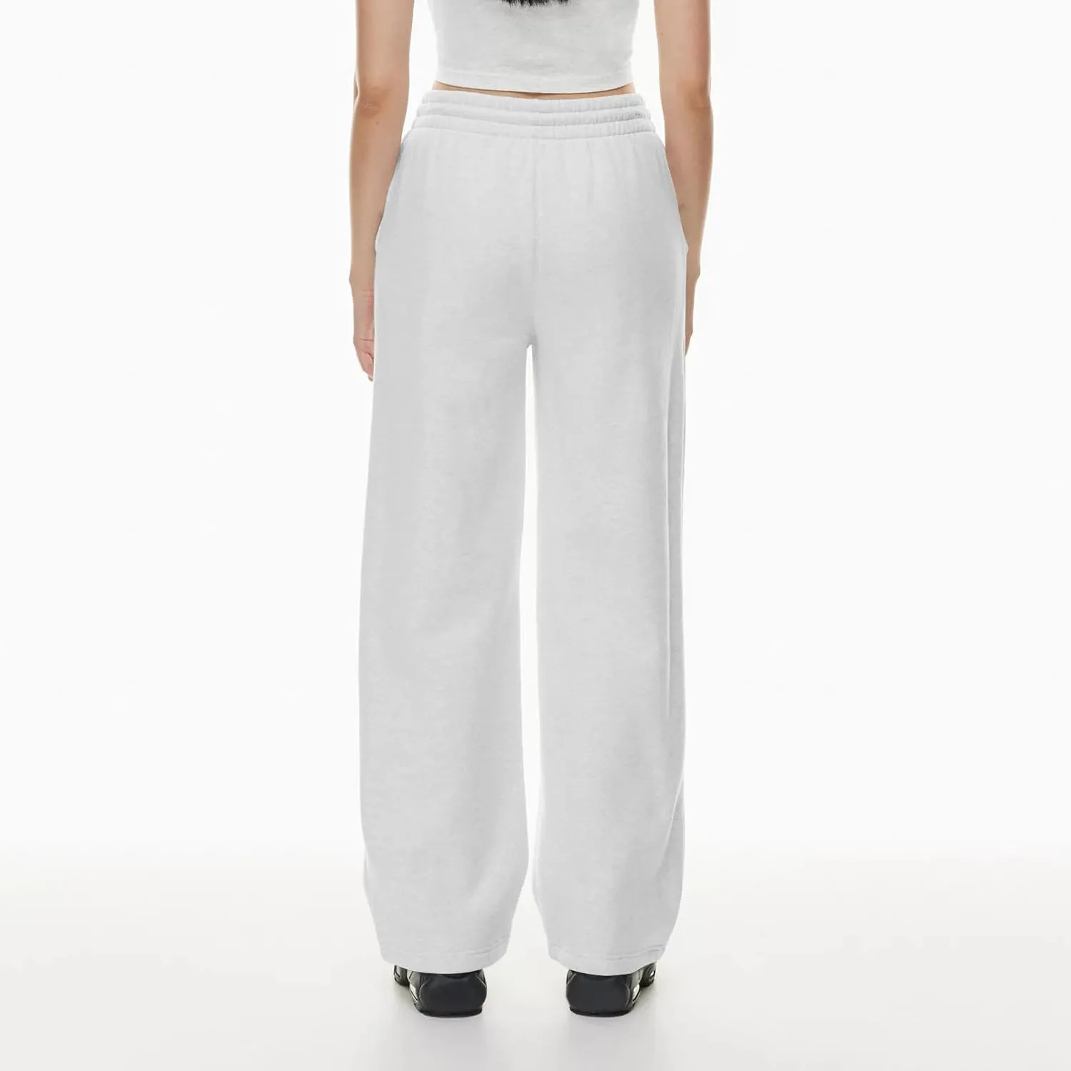 Women Wide Leg Sweatpants Cozy Fleece Boyfriend Basic Sweatpant Causal Drawstring High Waist Baggy Straight Leg Jogger