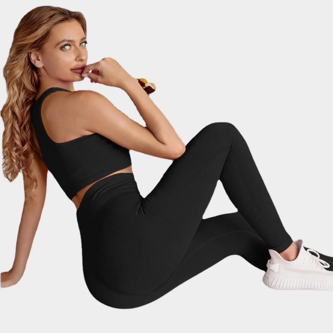 Women's 2-Piece Seamless Yoga Set - High-Waisted Leggings & Sports Bra - Gym & Fitness Sportswear - Multiple Colours