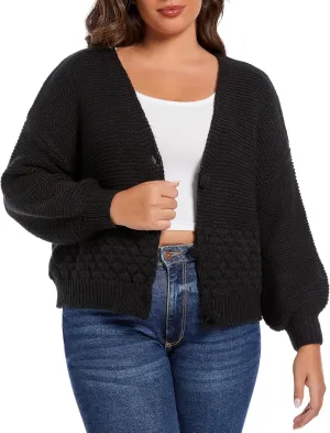 Women's 2024 Fall Winter Chunky Knit Cardigan Sweaters Long Sleeve V-Neck Open Front Casual Outerwear for Women