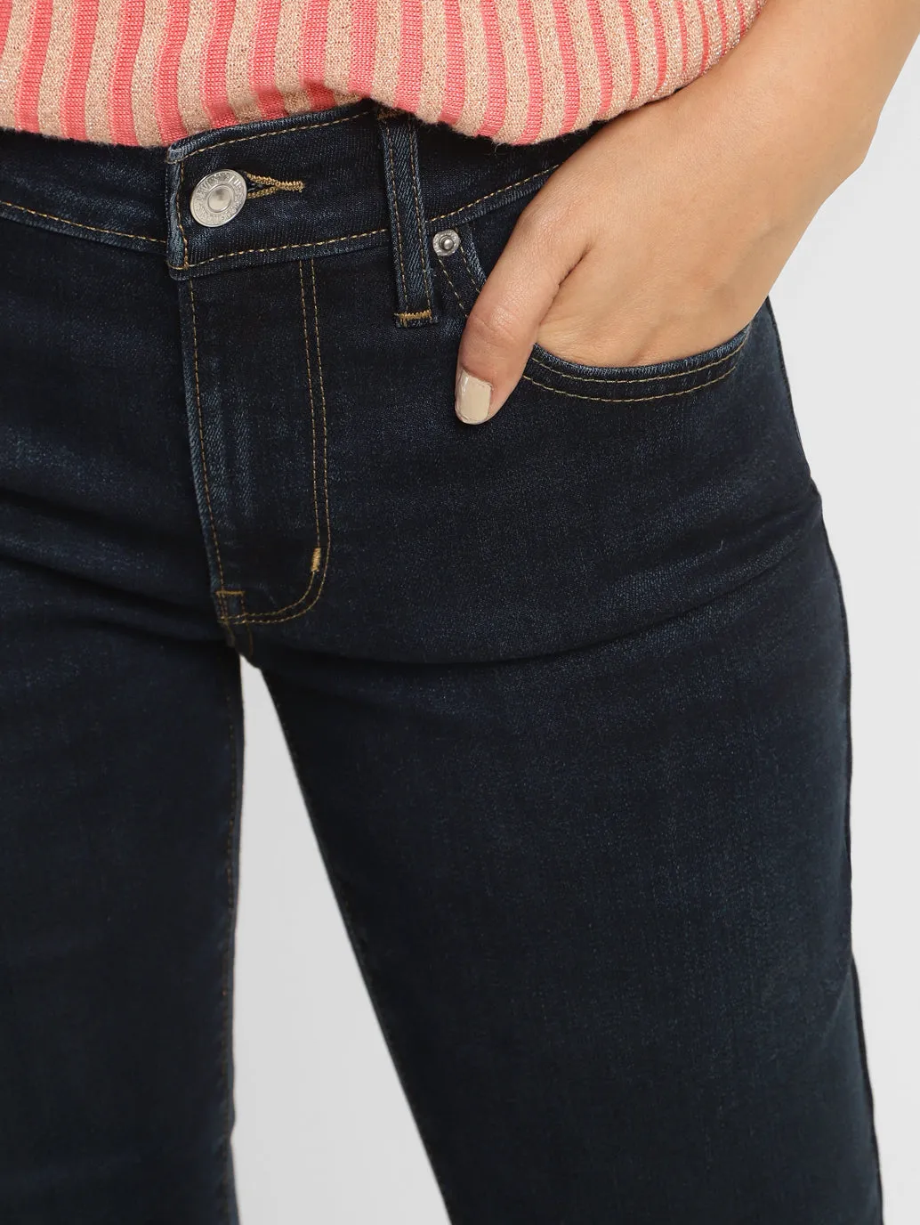 Women's 715 Navy Blue Bootcut Fit Mid Rise Jeans