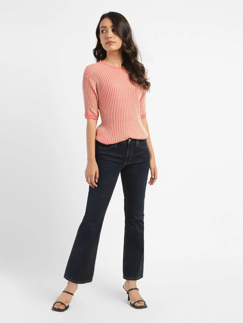 Women's 715 Navy Blue Bootcut Fit Mid Rise Jeans