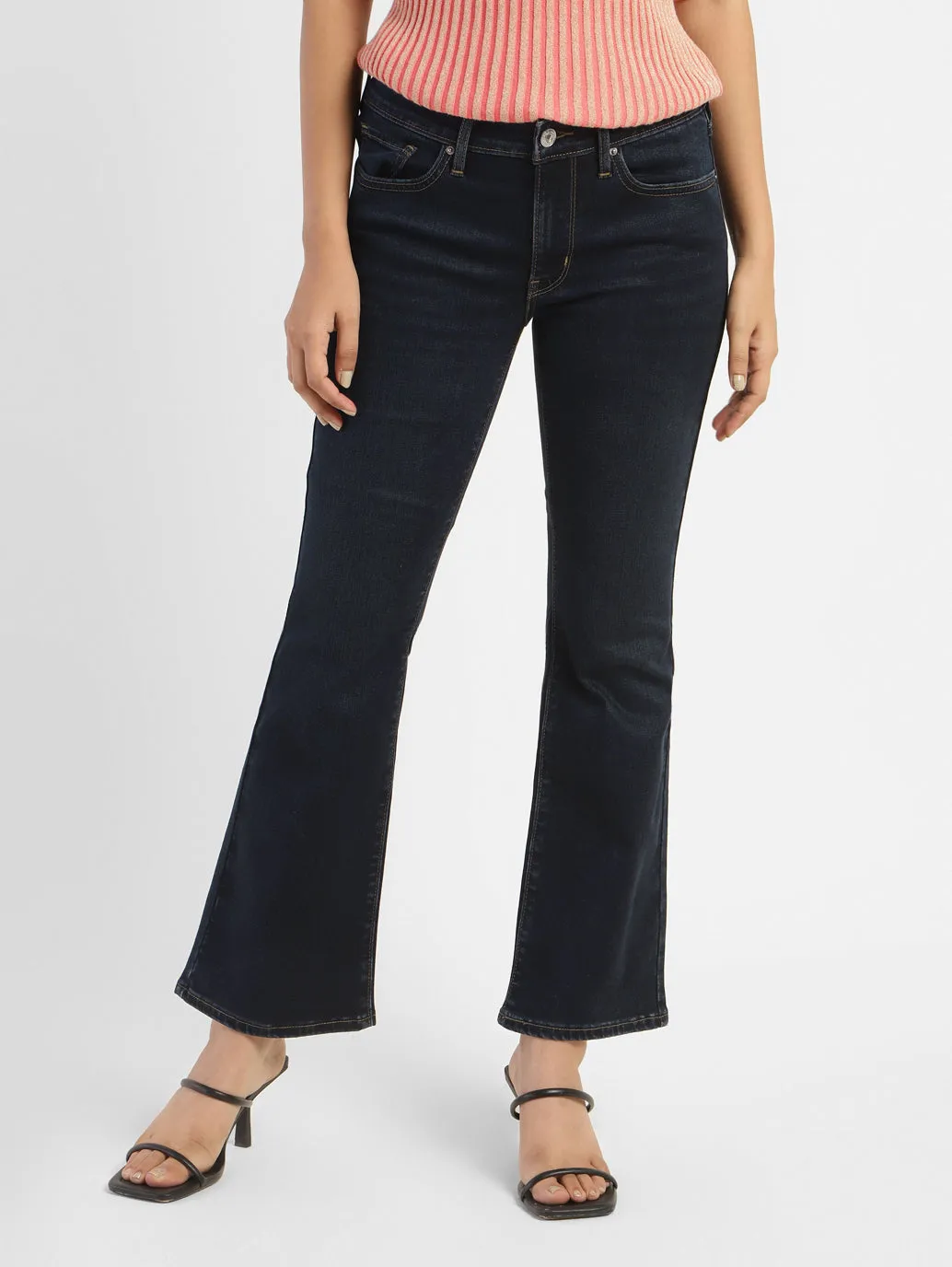 Women's 715 Navy Blue Bootcut Fit Mid Rise Jeans