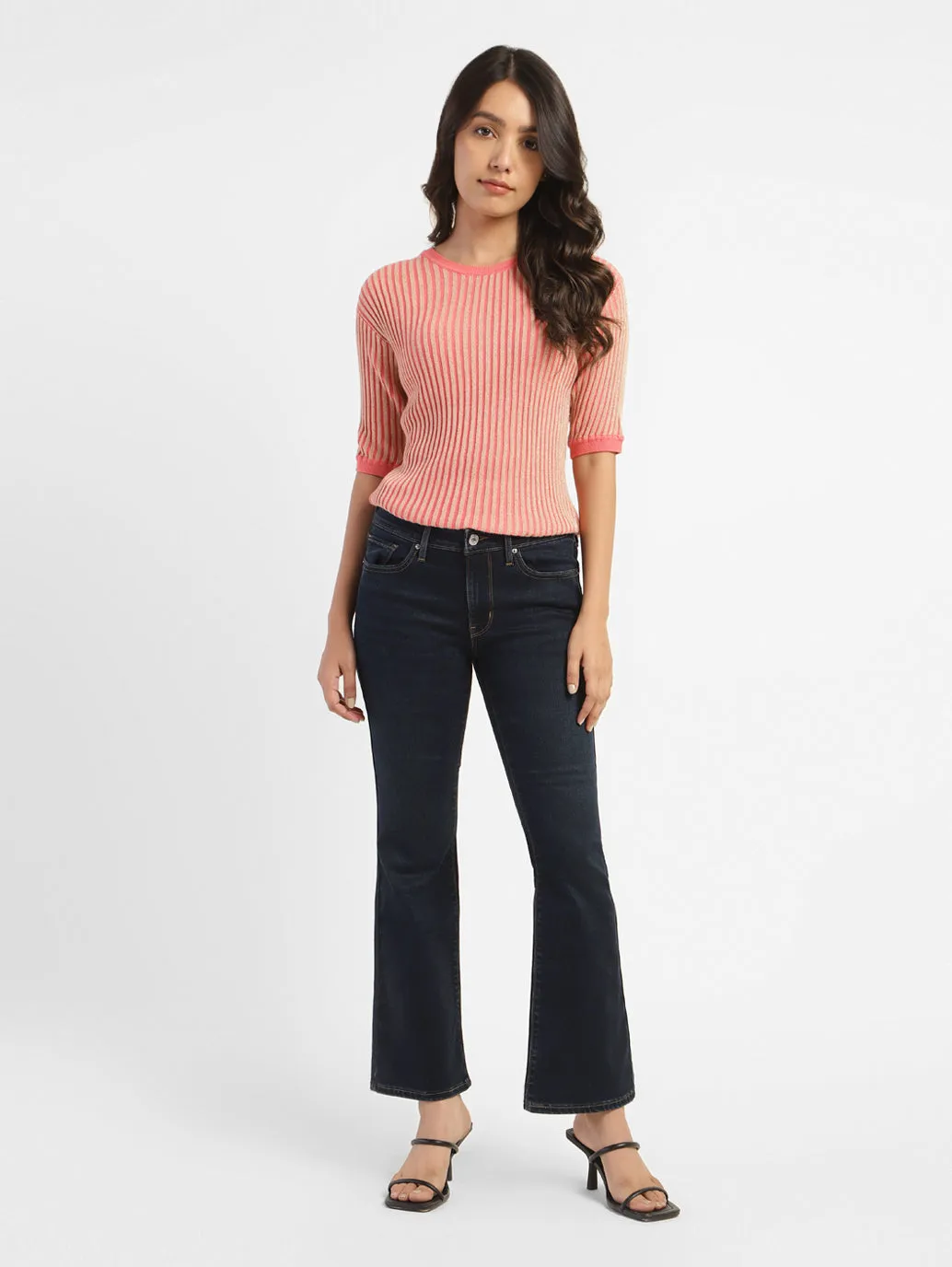 Women's 715 Navy Blue Bootcut Fit Mid Rise Jeans
