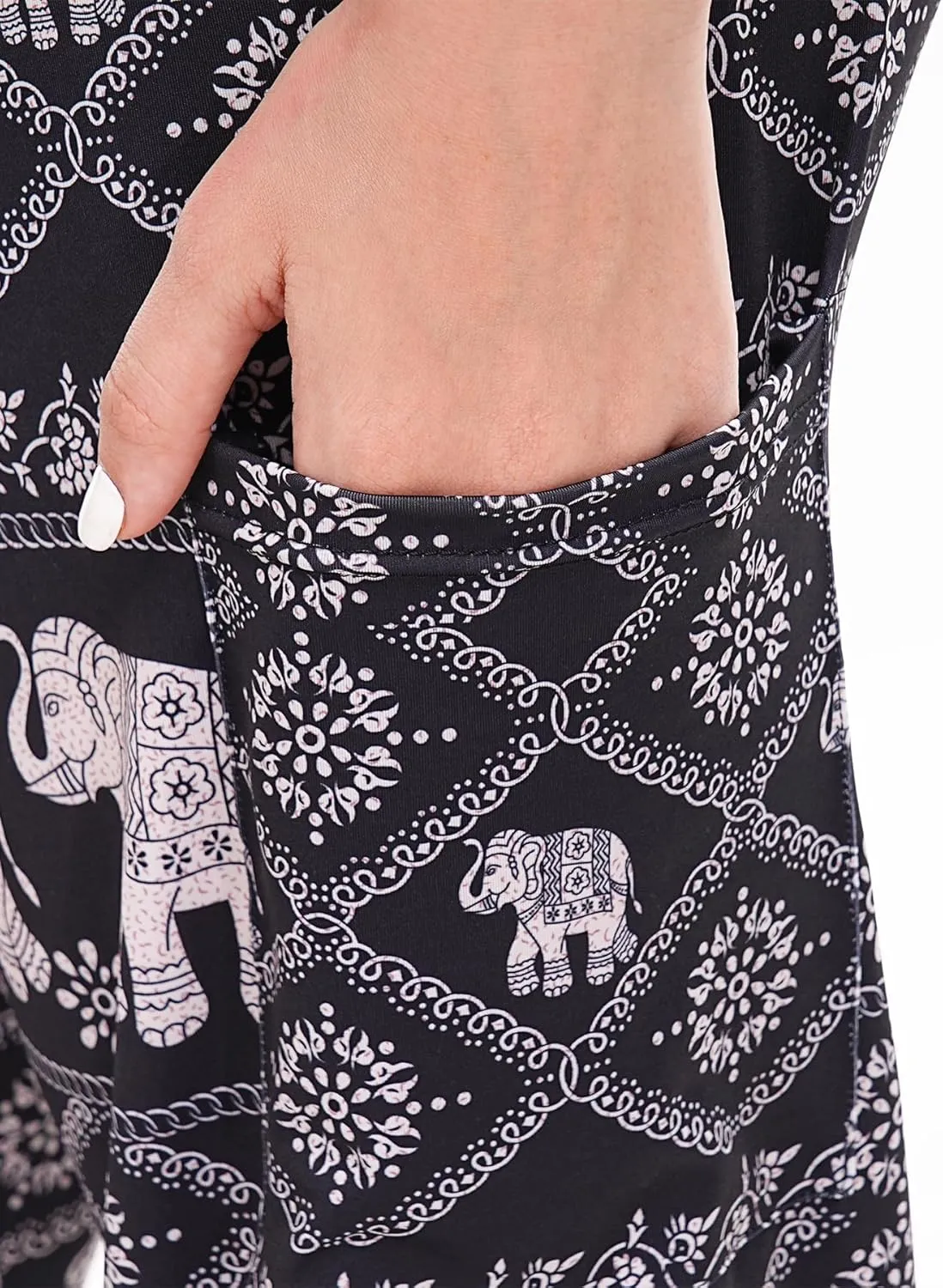 Womens Boho Pants, High Waist Harem Yoga Trousers Bohemian Casual Clothes with Pockets