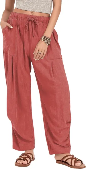 Womens Capri Palazzo Pants 2025 Summer Casual Loose Cropped Wide Leg High Waisted Flowy Lounge Beach Work Trousers