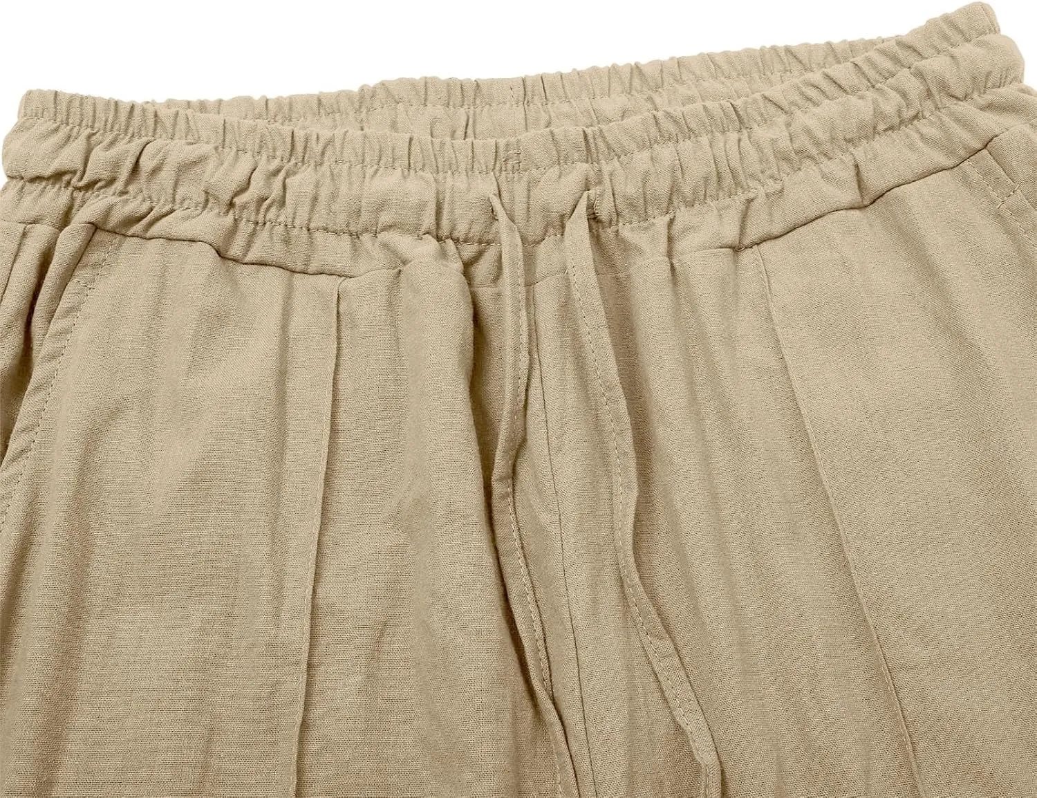 Womens Casual Cotton Linen Pants Lightweight Summer Relax Fit Elastic Waist Plus Size Solid Lounge Long Trousers
