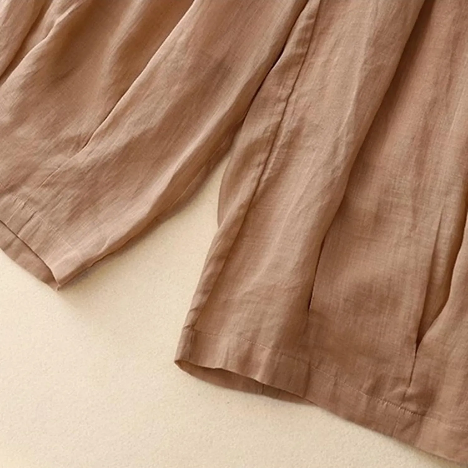 Women's Cotton Linen Cropped Wide Leg Pants Elastic Waist Casual Palazzo Trousers Drawstring Baggy Flowy Beach Culottes