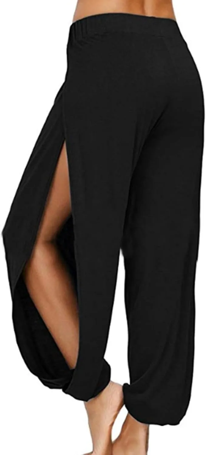 Womens Cotton Linen Summer Print Palazzo Lounge Pants Low Waist Long Lounge Plus Size Trouser Travel