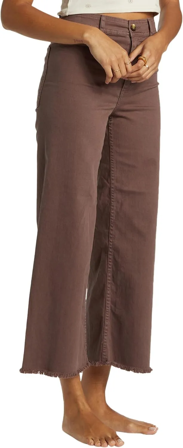 Women's Crop Wide Leg Deim Pants Stretchy Loose Fit Capri Jeans High Waist Baggy Flare Trousers
