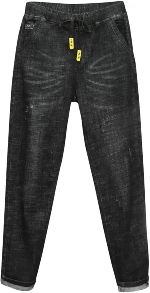 Womens Elastic Waist Ripped Distressed Jeans Pants for Curvy Boyfriend Straight Leg Bell Bottom Jeggings Plus Size