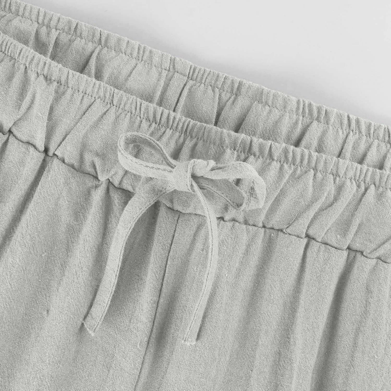 Womens Fashion Cotton Linen Pants Wide Leg Palazzo Causal Flowy Summer Trousers Beach Vacation Clothes Outfits