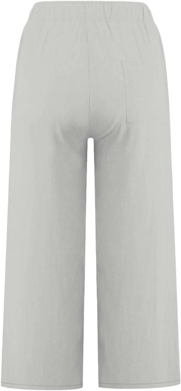 Womens Fashion Cotton Linen Pants Wide Leg Palazzo Causal Flowy Summer Trousers Beach Vacation Clothes Outfits