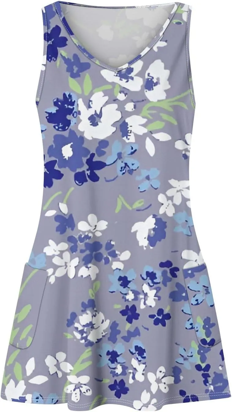 Women's Floral Sleeveless Summer Dress Lightweight Casual Beach Sundress with V-Neck for Vacation & Daily Wear