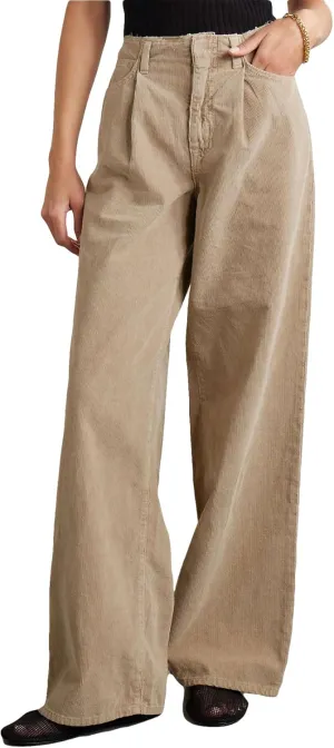 Women's High Waisted Wide Leg Corduroy Pants Vintage Loose Comfy Trousers with Pockets