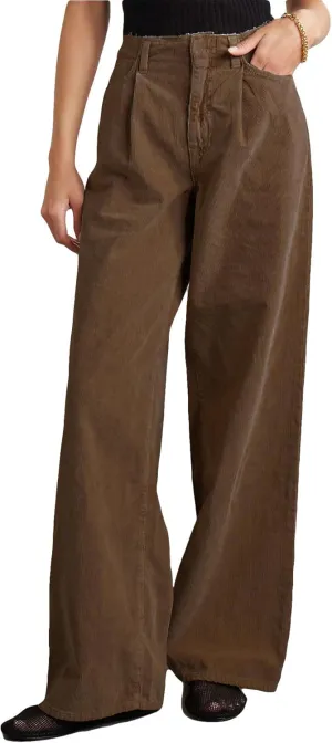 Women's High Waisted Wide Leg Corduroy Pants Vintage Loose Comfy Trousers with Pockets