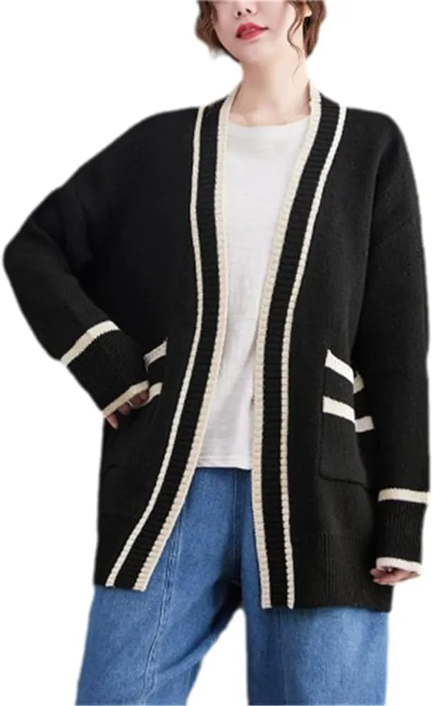 Womens Japan Cute Cardigan Sweater Kawaii JK Uniform Open Front Cardigan with Buttons Aesthetic Long Sleeve Loose Jackets