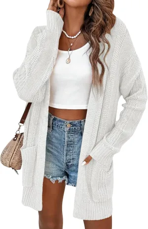 Womens Lightweight Hollow Out Crochet Knit Cardigan Drop Shoulder Loose Cardigan Sweaters