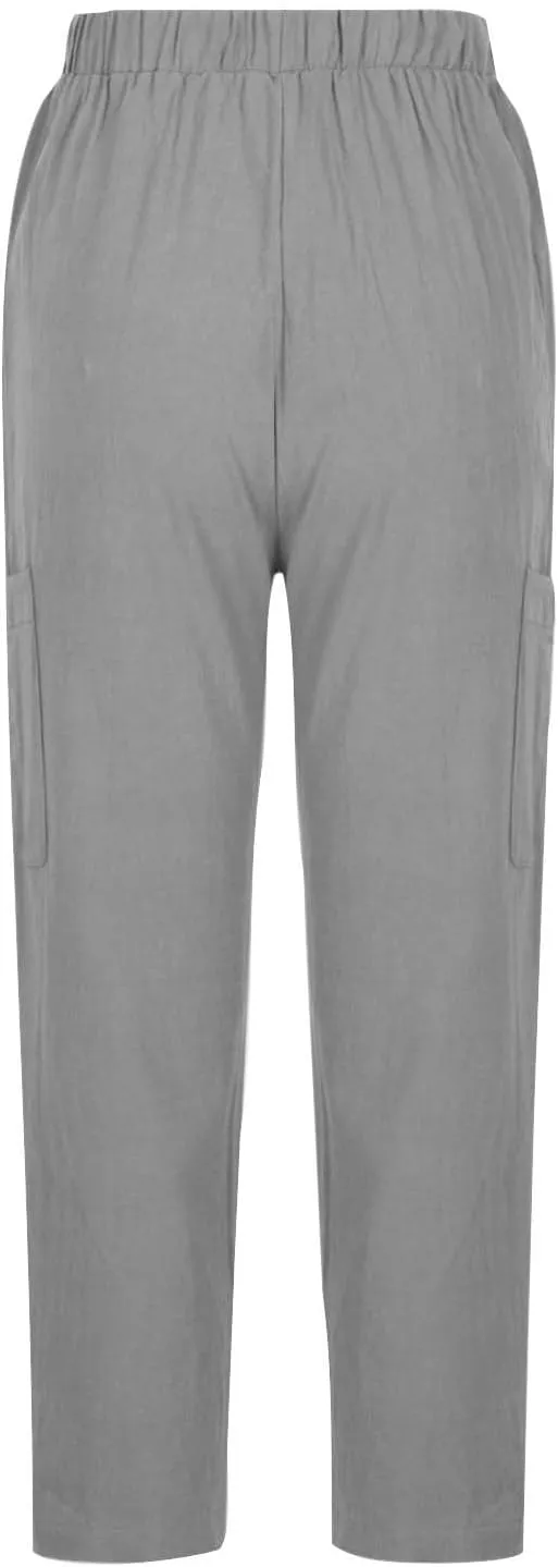 Women's Linen Pants Casual High Waisted Straight Leg Cotton Linen Pants Beach Summer Lounge Trousers with Pockets