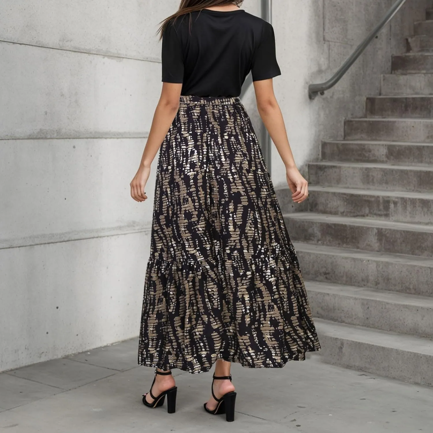 Women's Maxi Dress Floral Print Wrap Short Sleeve Summer Dresses High Waist Swing A Line Sundress Beach Vacaton Outfit 2025