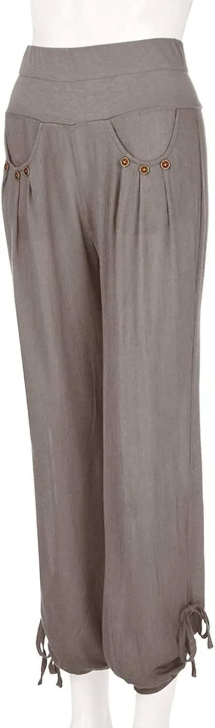Women's Palazzo Pants, Women High Waist Casual Wide Leg Long Palazzo Pants Trousers Regular Size