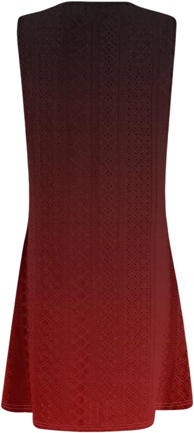 Womens Summer Dresses 2025 Eyelet Casual Loose V Neck Sleeveless Sundresses Tank Coverup Dresses with Pockets