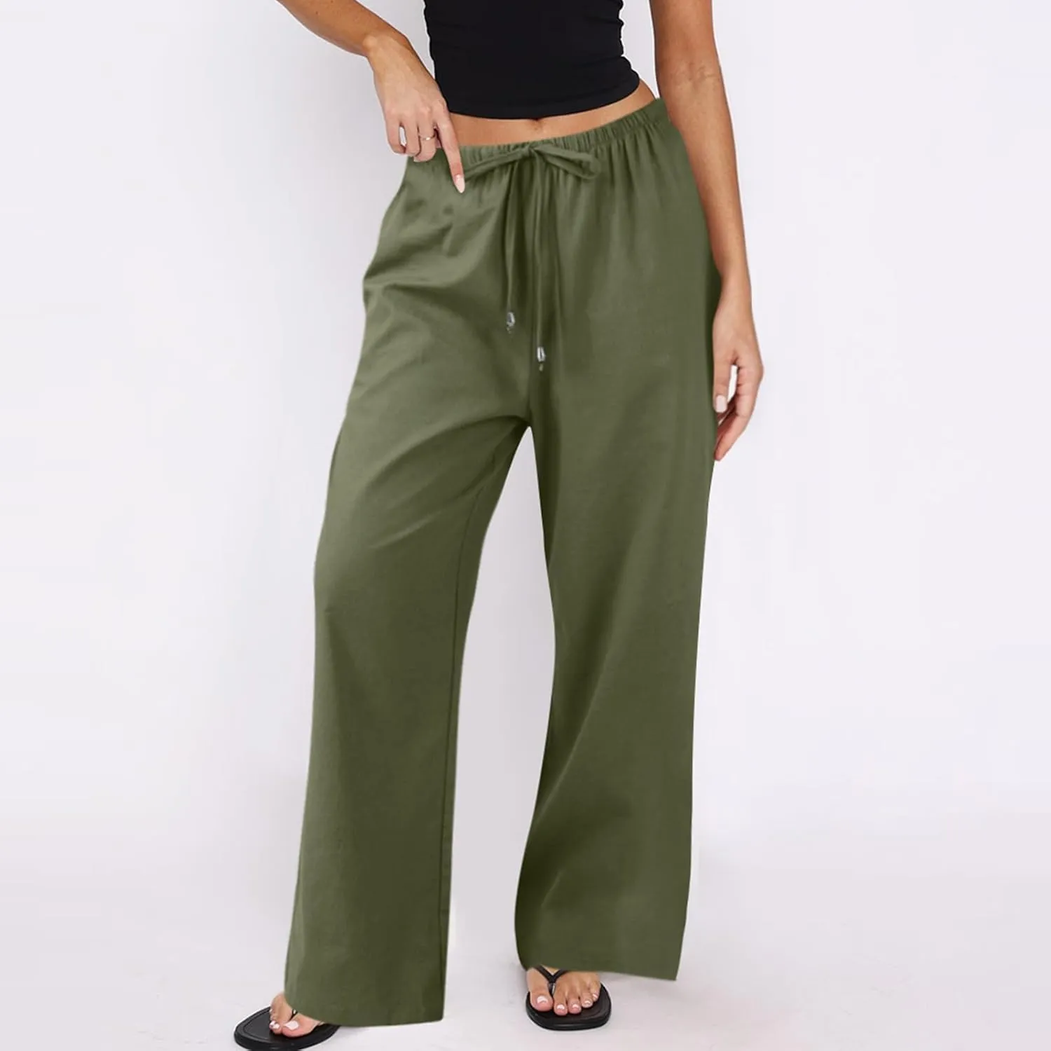 Women's Summer Pants Outfits 2025 Vacation Flowy Resort Pants with Pockets Wide Leg Casual Lightweight Solid Sweatpants