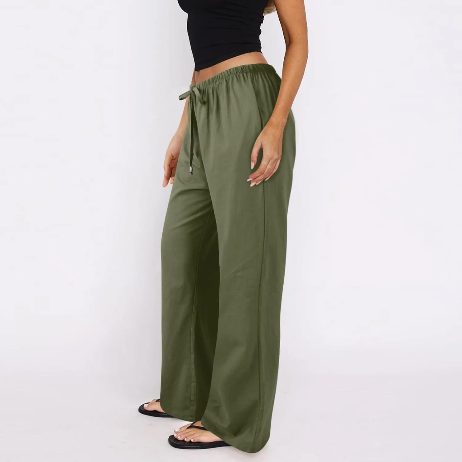 Women's Summer Pants Outfits 2025 Vacation Flowy Resort Pants with Pockets Wide Leg Casual Lightweight Solid Sweatpants