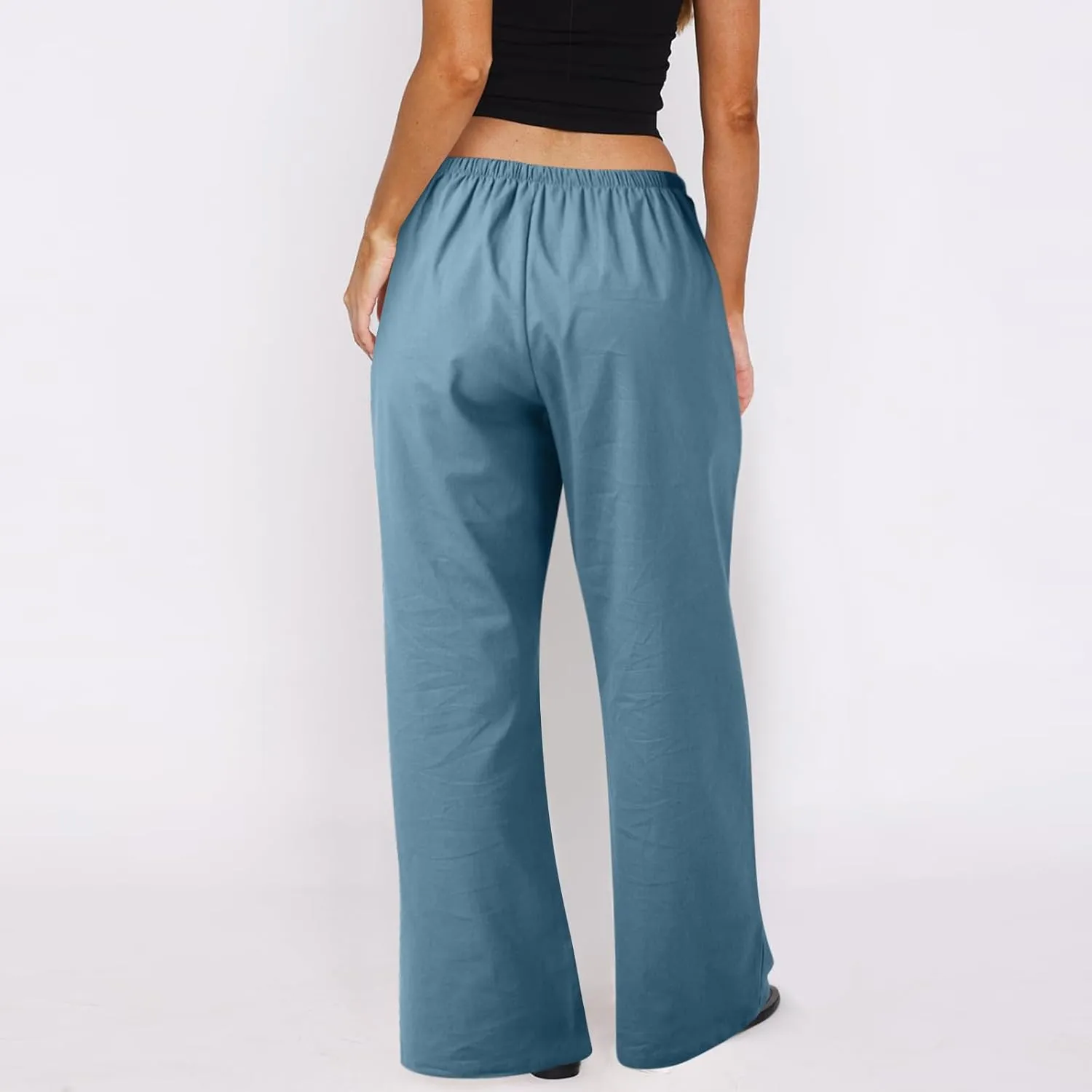 Women's Summer Pants Outfits 2025 Vacation Flowy Resort Pants with Pockets Wide Leg Casual Lightweight Solid Sweatpants