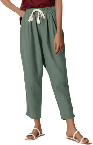 Women's Summer Pants Vacation Outfits Beach 2025 Solid Drawstring Pants with Pockets Harem Lightweight Cropped Slim Joggers