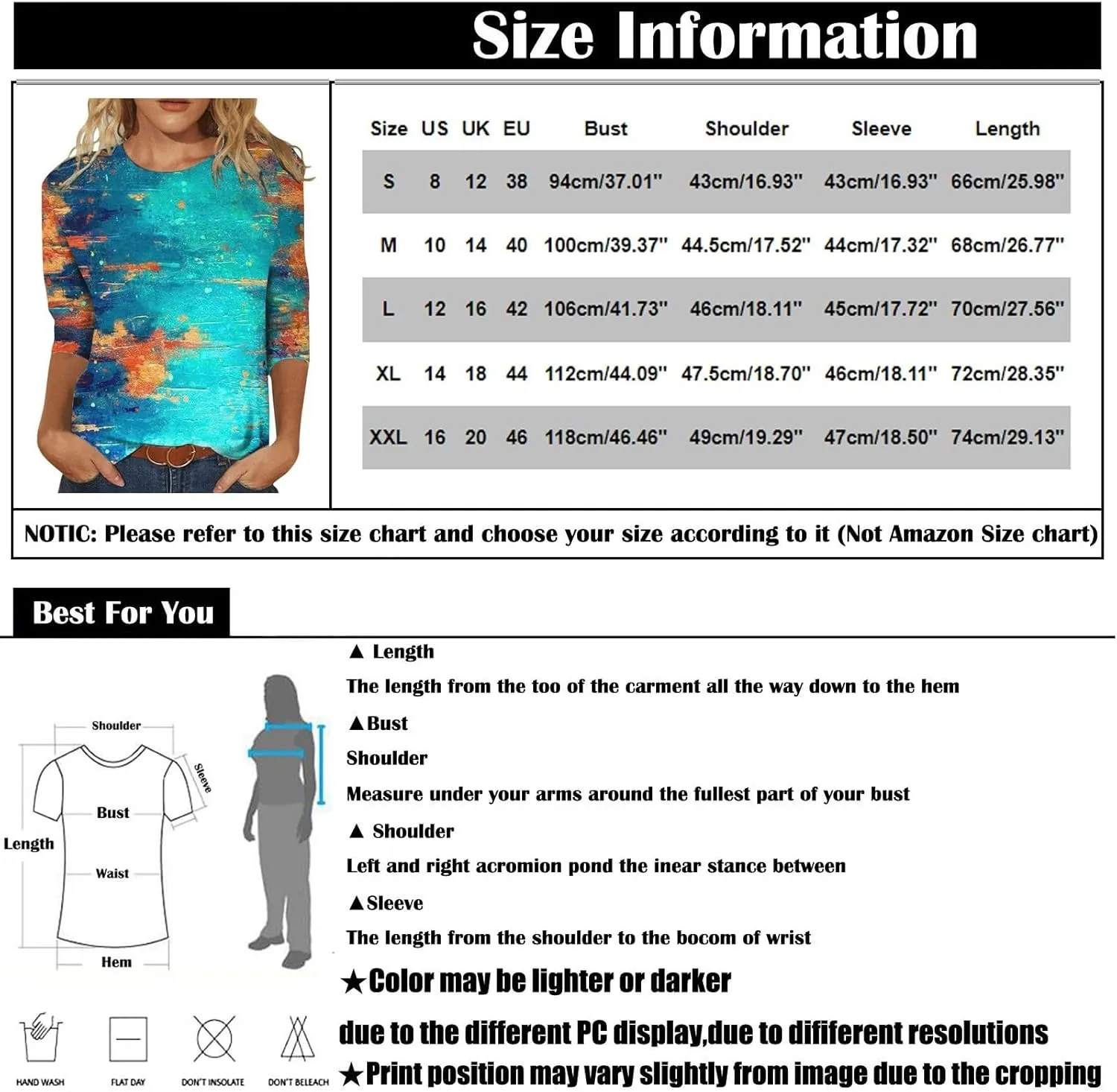Womens Summer Tops Dressy 3/4 Sleeve Shirts Floral Print Tunic Blouses 2024 Womens Tops Casual Basic Tees