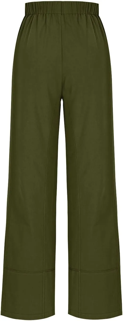 Womens Vintage Baggy Wide Leg Cotton Linen Pants Casual Summer Palazzo Trousers Lounge High Waist Pants with Pockets